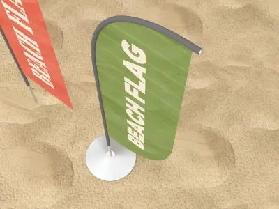 beach flags flags stand outdoor garden golf forest summer 3D model