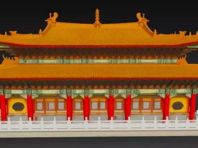 Traditional Chinese Temple 3D Model Low-poly 3D model