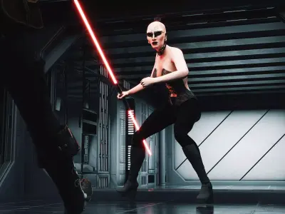 Jedi vs Sith Scene and T Pose Rigged Character 3D model
