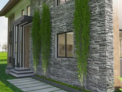 House with fence Low-poly 3D model get