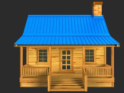 Wooden house V01 Low-poly 3D model