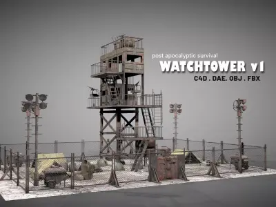 Post Apocalyptic Survival Watchtower v1 3D model