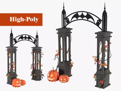 cemetery gate high-poly 3D model