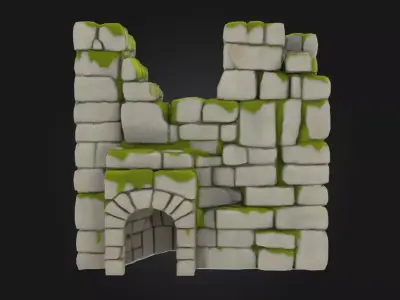 Modular Ancient Stone Ruin Blocks Stylized Game Asset Low-poly 3D model