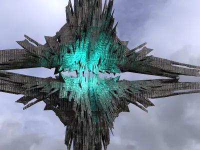 Cyberpunk Dystopian crystal Star ruin 3D model