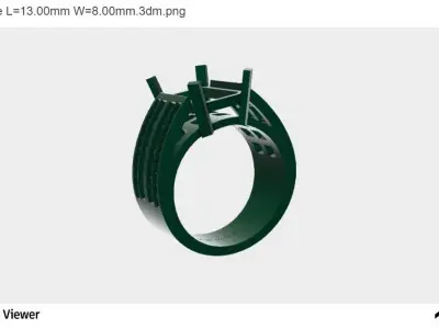 Men Ring With Emerald Cut Center Stone 3D print model