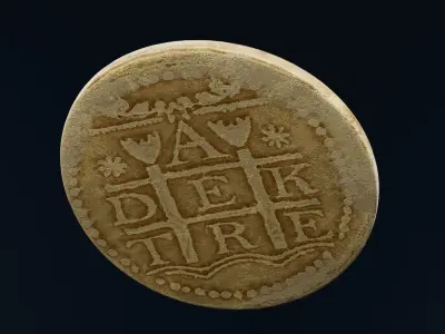 Golden Coin Low-poly 3D model