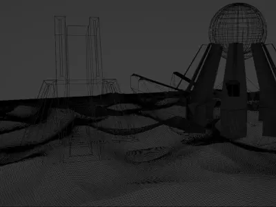 Sci-Fi building pack - 3 buildings Low-poly 3D model