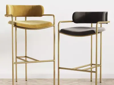 Lenox Velvet Bar and Counter Stools West Elm 3D model