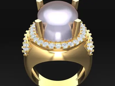 Light Gold Diamond Men Ring 2MR031 3D model