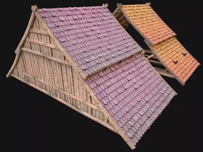 Medieval Tile Roof  Constructor Low-poly 3D model