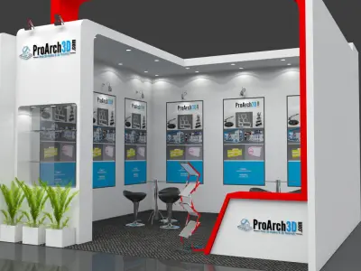 Exhibition stall 15ft x 15ft 1 side open 3D model