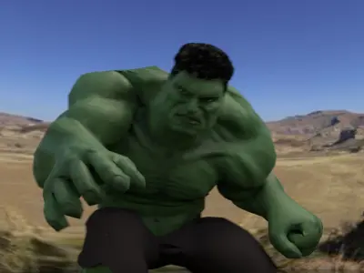  Hulk 2003 Inspired Rigged and animated Low-poly 3D model