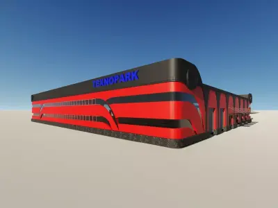 TexnoPark building in desert 3D model