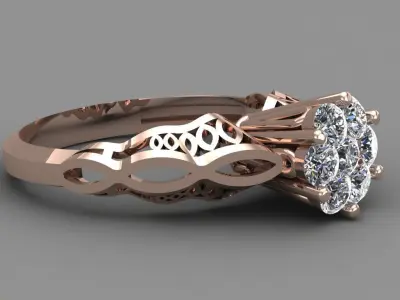 Rose Gold Women Diamond Ring 3D print model 3D print model 26