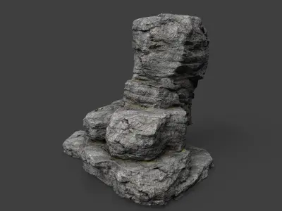 Cliff Rock 4-1 Low-poly 3D model