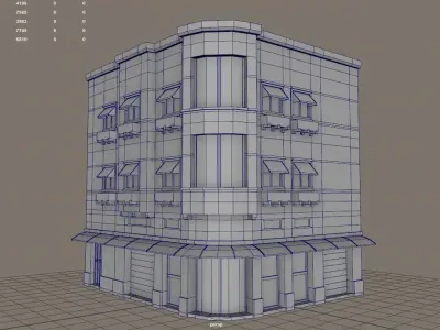 Building with windows and balconies Free low-poly 3D model