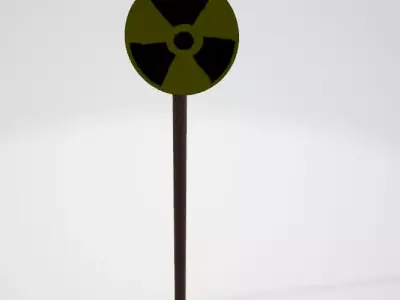 Old rusty radiation sign Low-poly 3D model