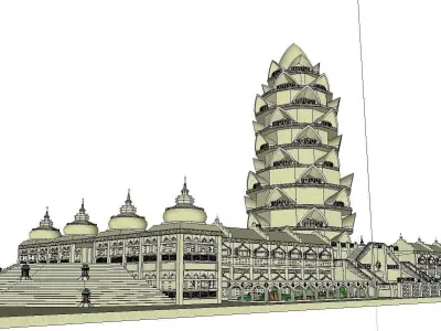 Architecture-Religion-God-Culture-Temple-0269 building with c... 3D model
