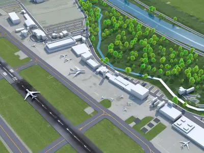 Bern Airport 10km Low-poly 3D model