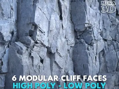 6 Modular Cliff Faces - 240909 Low-poly 3D model