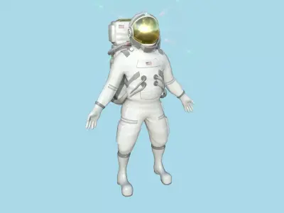 Astronaut Outfit 01 - White USA - Character Design Fashion Low-poly 3D model