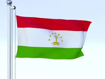 Animated Tajikistan Flag Low-poly 3D model