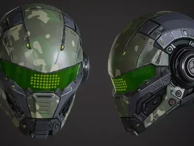 Sci Fi Helmet p03 Low-poly 3D model