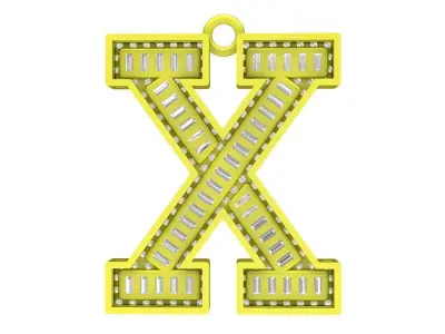 Luxury Diamond Letter X Pendant 3D Jewelry Model 7030 3D print model
