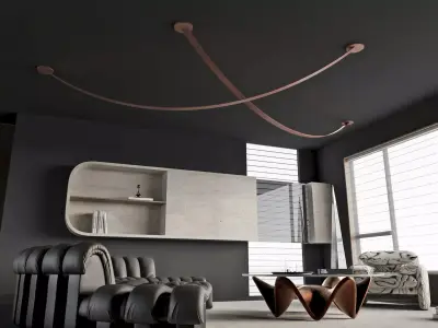 Modern Curved Sofa Lounge with Sculptural Coffee Table 3D model