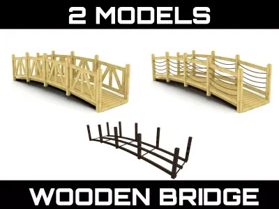 Wooden Bridge Outdoor Environment Furniture 3D model