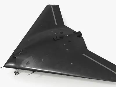  Flying Wing UCAV on Ground View Black Rigged for Cinema 4D 