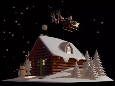 Shack In Winter Christmas 3D model