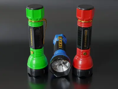 Multicolored hand held plastic flashlights 3D model