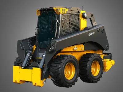 334 P-Tier Skid Steer Loader with Forestry Package - Bucket 3D model