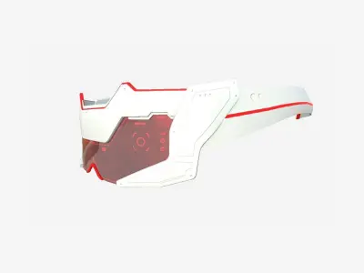 SciFi Glasses F04 White Red - Character Design Fashion Low-poly 3D model