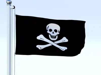 Animated Pirate Flag Low-poly 3D model