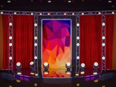 STAGE with curtains and lights 3D model