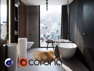 Bathroom Interior Scene for Cinema 4D and Corona Renderer 3D model