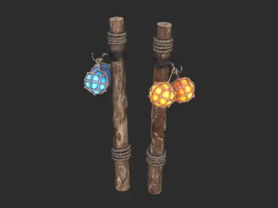 Harbor Light Pole Low-poly 3D model