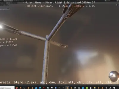 Street Light 1 Galvanized 5000mm 3F Low-poly 3D model