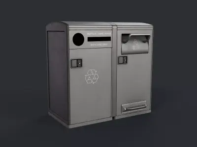 Street Trash Can 34 PBR Game Ready Low-poly 3D model