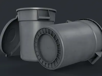 Street Trash Can 39 PBR Game Ready Low-poly 3D model