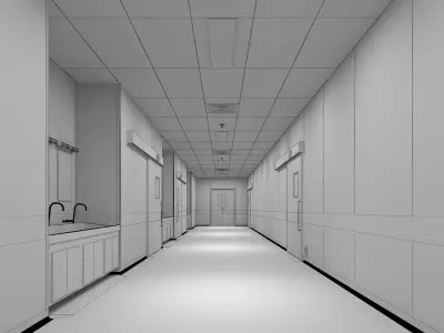 Hospital corridor Low-poly 3D model
