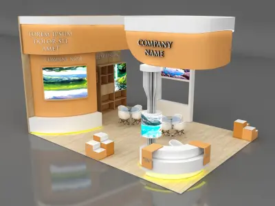 Booth Exhibition Stand Stall 6x8m Height 500 cm 3 Side Open 3D model