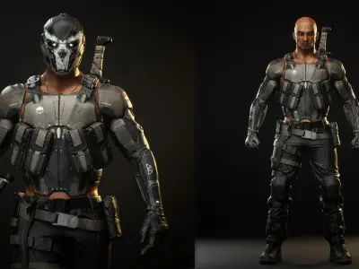 Futuristic Mercenary Low-poly 3D model