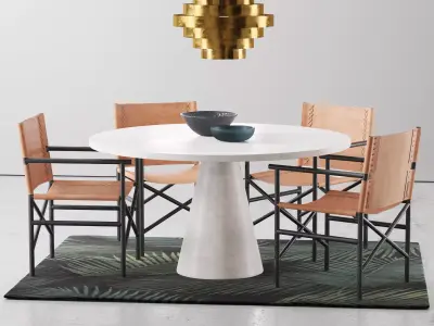 Loft Dining Leather chair set 3D model