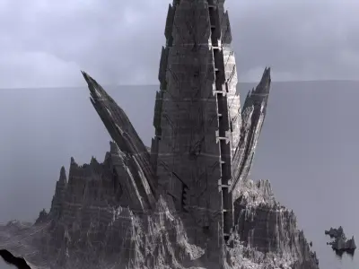Ancient Athena Sci-Fi Mountain Monolith 3D model