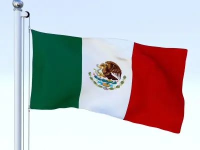 Animated Mexico Flag Low-poly 3D model