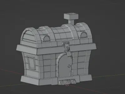 Stylized chest house  Low-poly 3D model